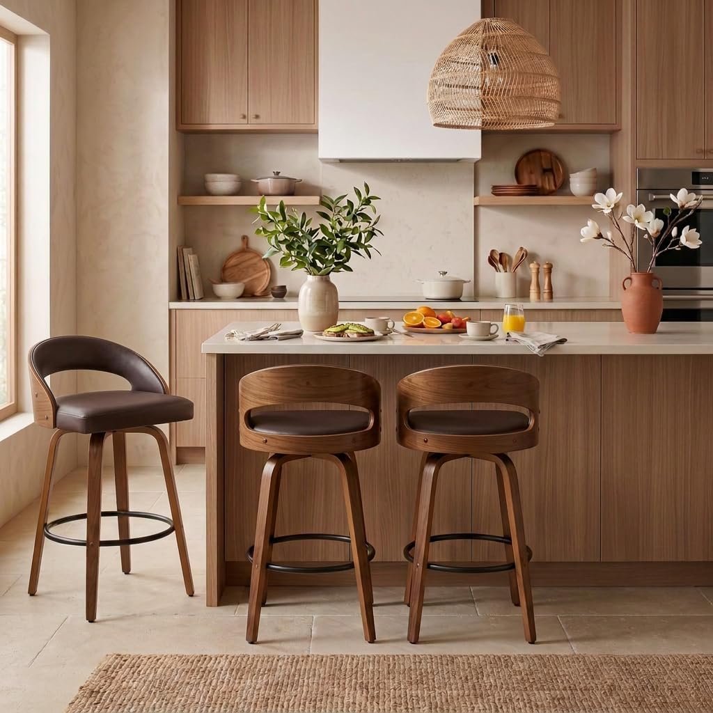 Medieval-Modern Modern Swivel Bar Stools (Set of 3)