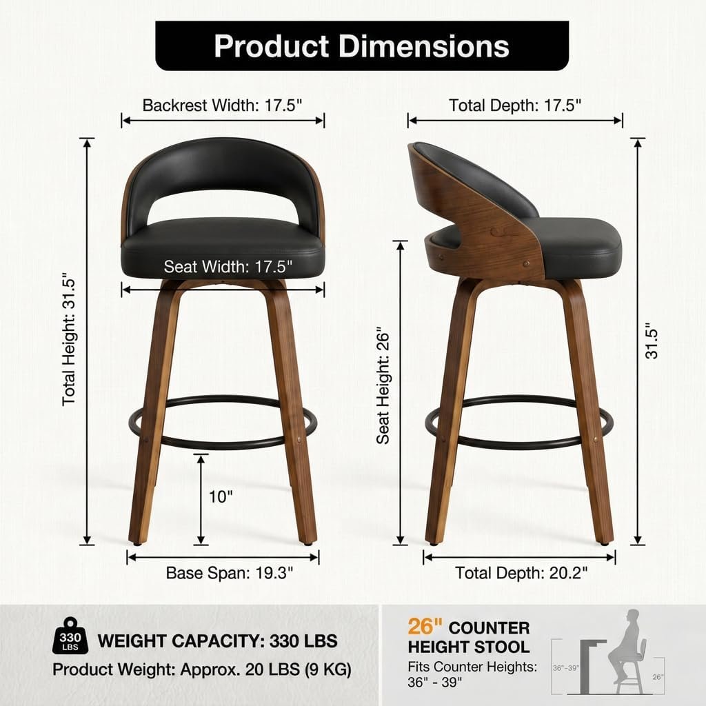 Medieval-Modern Modern Swivel Bar Stools (Set of 3) - Image 2