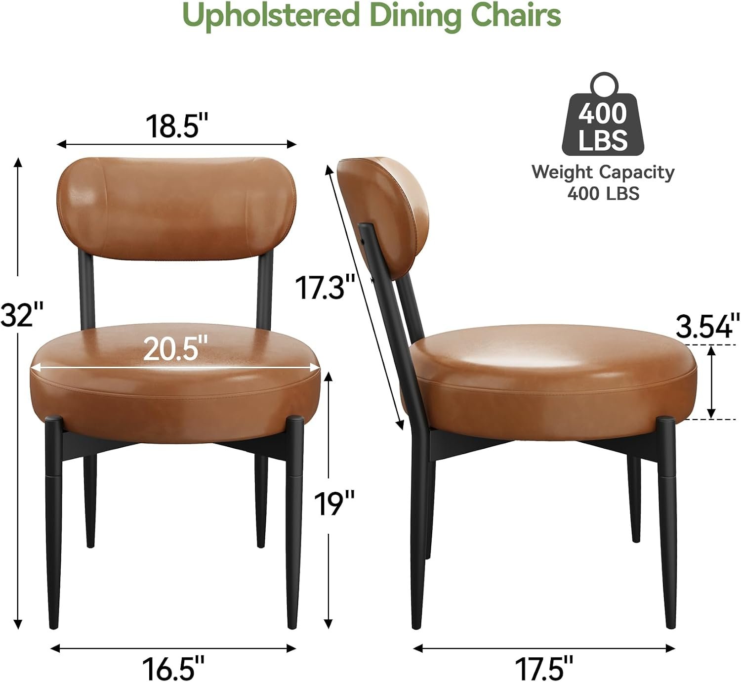 Modern PU Leather Upholstered Dining Chairs with Metal Legs (Set of 4) - Image 2