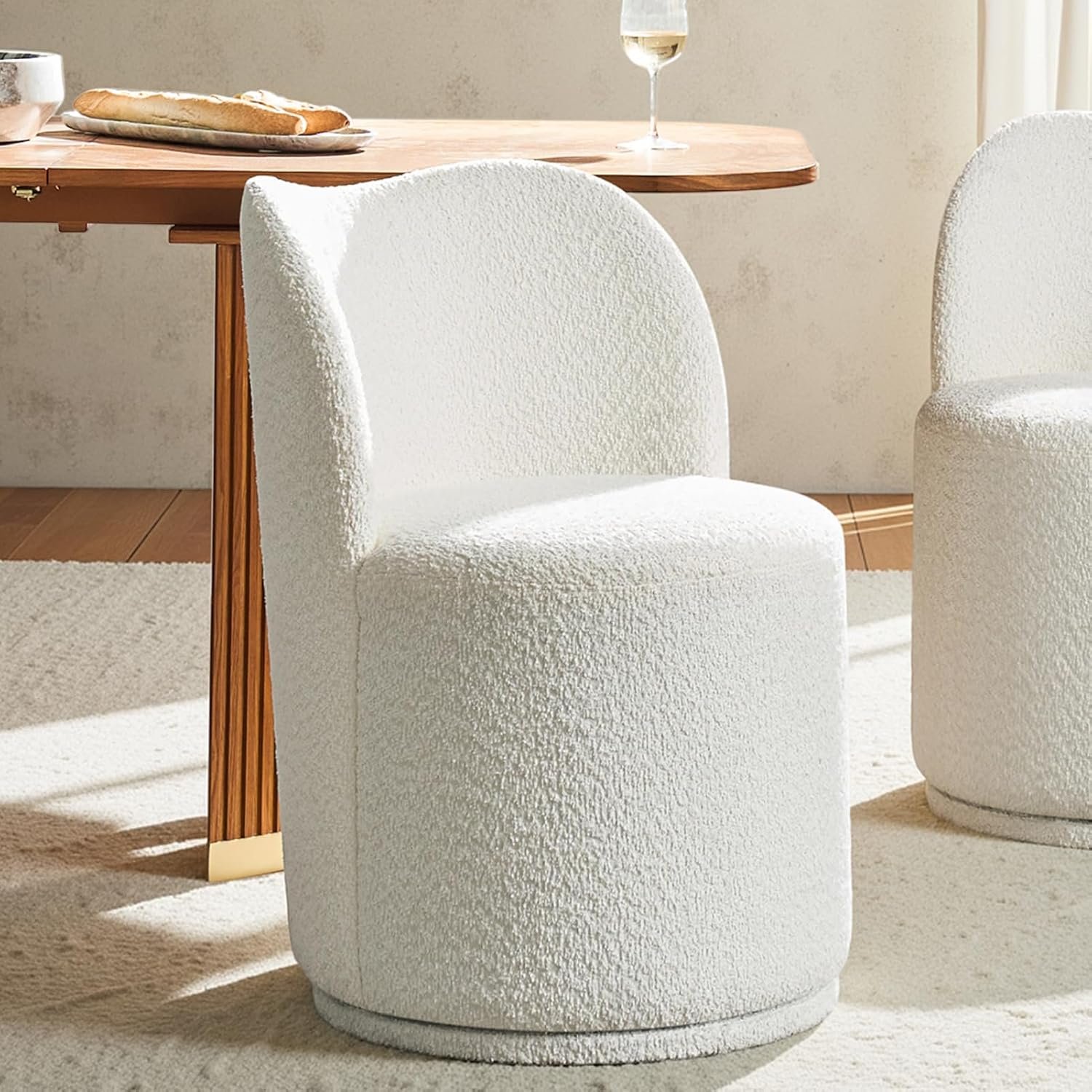 Lambswool Swivel Bucket Dining Chair