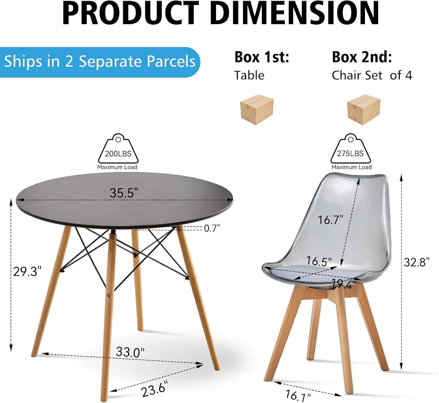 5-Piece Round Dining Table and Chair Set - Image 2