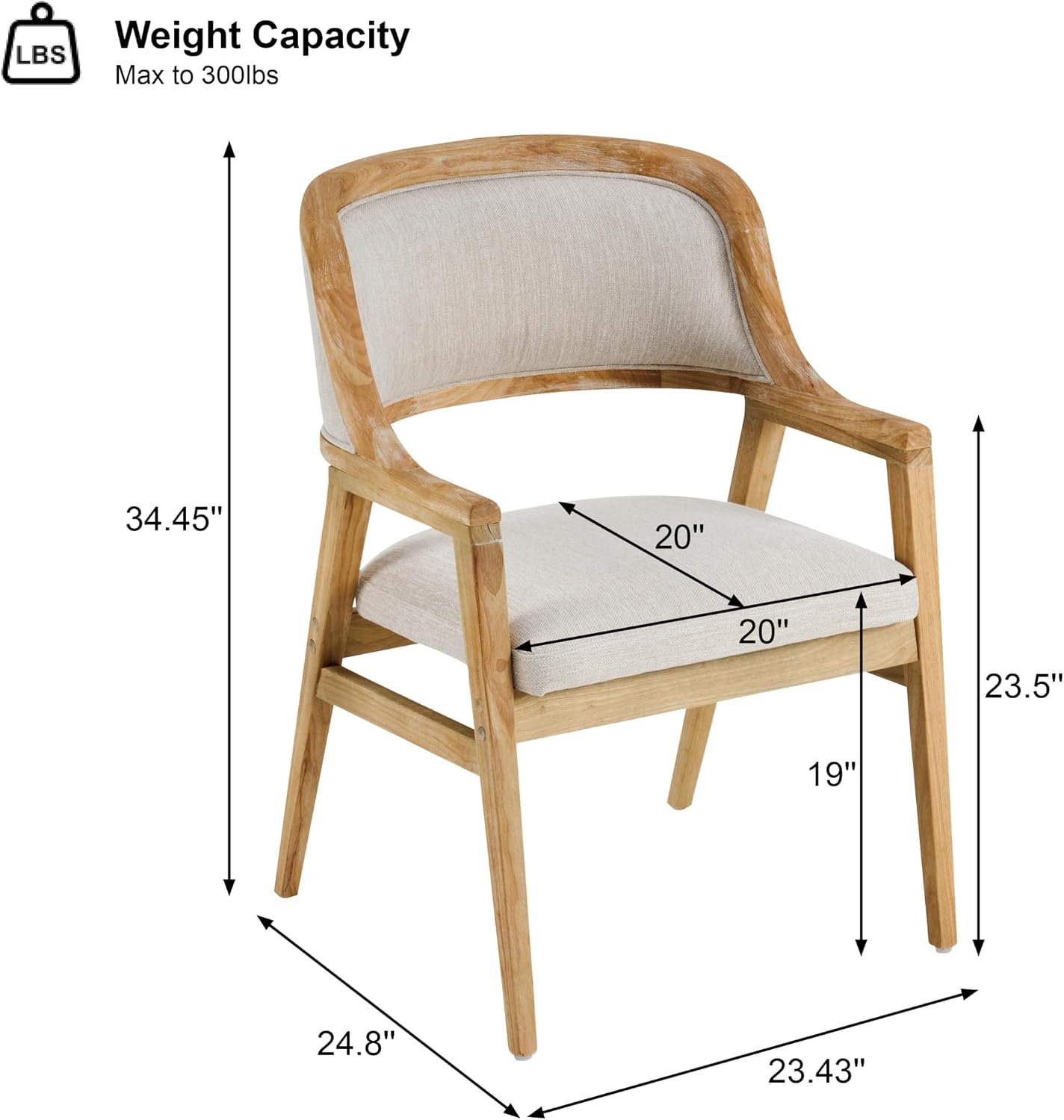 Medieval-Modern Style Fabric and Wooden Dining Chairs (Pack of 2) - Image 2