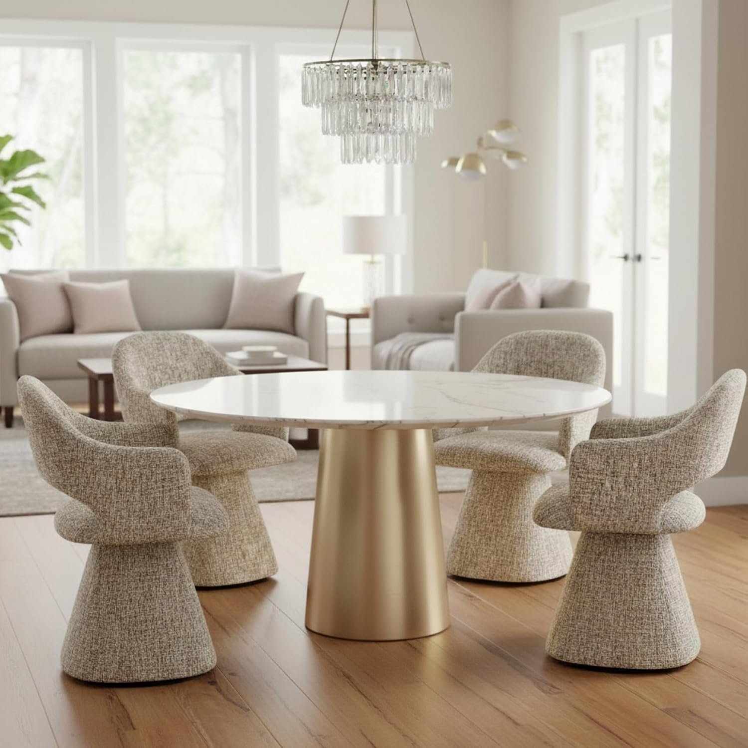 Chenille Fabric Swivel Armchairs (4-Pack)