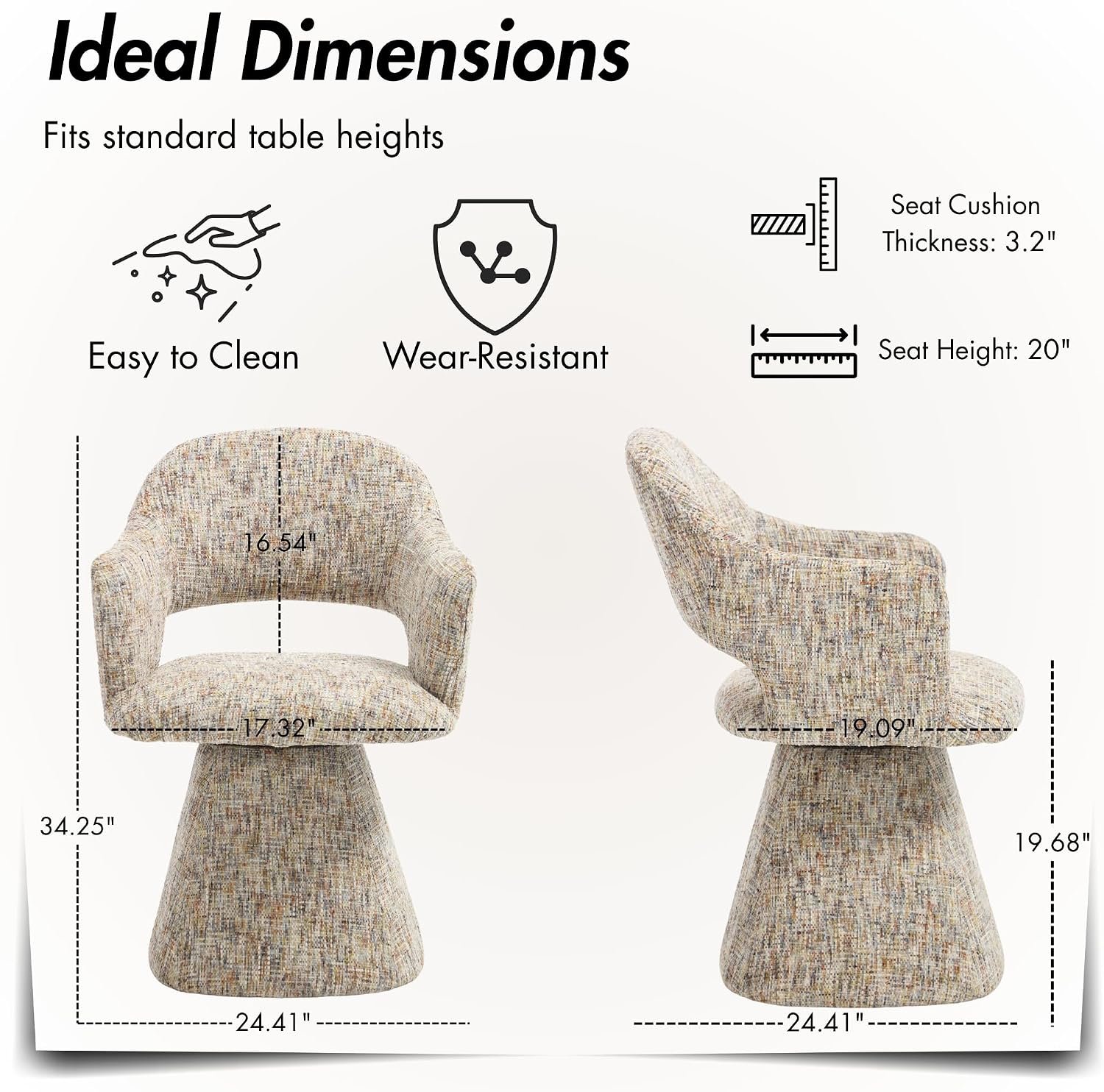 Chenille Fabric Swivel Armchairs (4-Pack) - Image 2