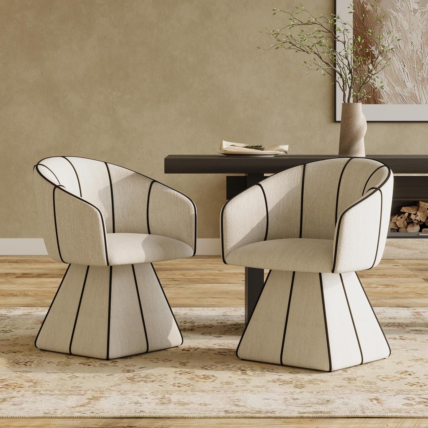 90-Degree Swivel Upholstered Bucket Dining Chairs (2-Pack)