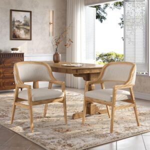 Medieval-Modern Style Fabric and Wooden Dining Chairs (Pack of 2)
